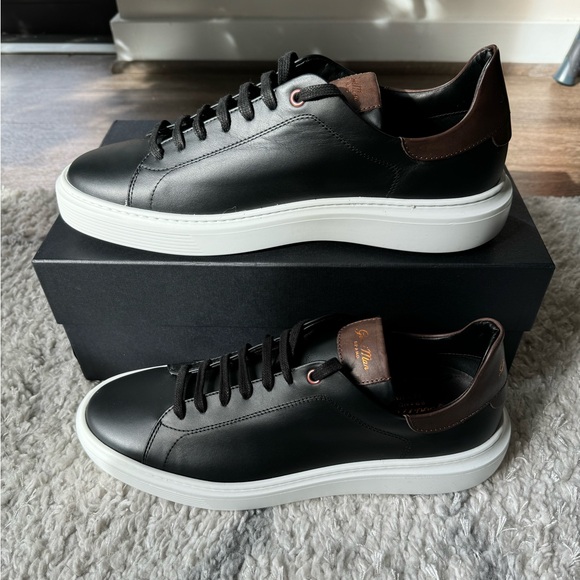 Good Man Brand Black Leather Sneakers Mens size 10 - Picture 2 of 9